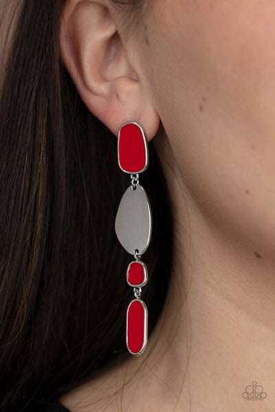 Paparazzi Deco By Design Earrings Red