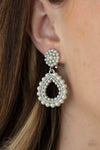 Paparazzi Discerning Droplets Earrings White (Clip Ons)