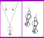 Paparazzi Park Avenue Palace Necklace Multi & Park Avenue Princess Earrings Multi (Oil Spill)