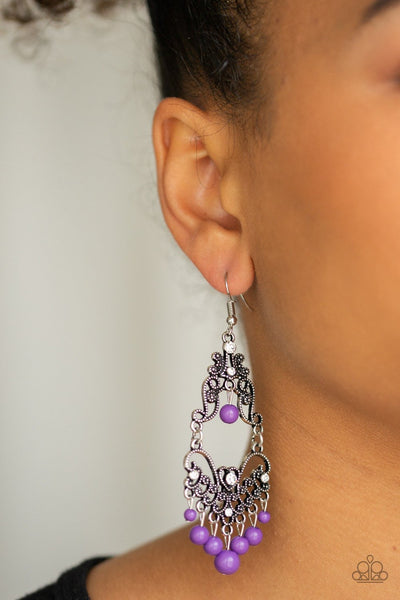 Paparazzi Colorfully Cabaret Earrings Purple - Glitz By Lisa 