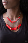 Paparazzi Venturous Vibes Necklace Red - Glitz By Lisa 