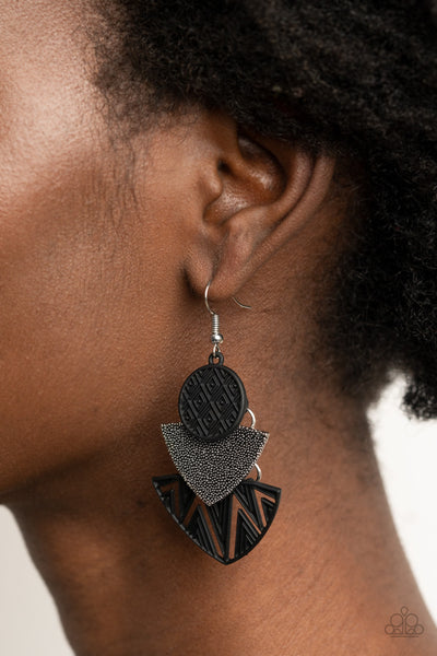 Paparazzi Jurassic Juxtaposition Earrings Black