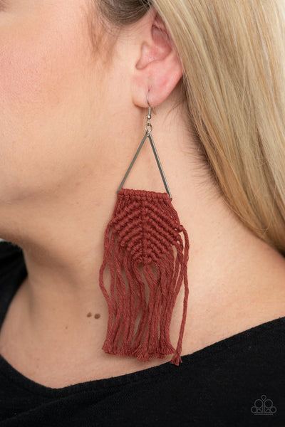 Paparazzi Macrame Jungle Earrings Brown