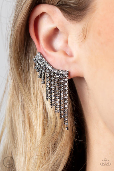 Paparazzi Thunderstruck Sparkle Earrings Black (Ear Crawlers)