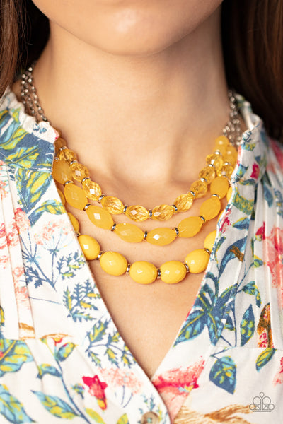 Oceanic Opera - Yellow and Silver Necklace - Paparazzi Accessories –  Bejeweled Accessories By Kristie