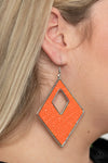 Paparazzi Woven Wanderer Earrings Orange