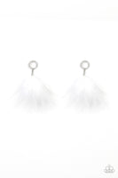 Paparazzi BOA Down Earrings White - Glitz By Lisa 