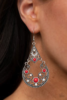 Paparazzi Bohemian Ball Earrings Red