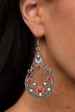 Paparazzi Bohemian Ball Earrings Red