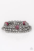 Paparazzi Noticeably Noir Bracelet Pink - Glitz By Lisa 