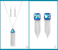 Paparazzi Proudly Prismatic Necklace Blue & Supernova Novelty Earrings Blue