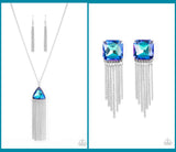 Paparazzi Proudly Prismatic Necklace Blue & Supernova Novelty Earrings Blue