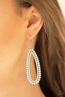 Paparazzi Glamorously Glowing Earrings White