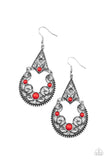 Paparazzi Bohemian Ball Earrings Red