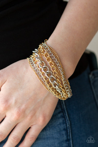 Paparazzi Metallic Horizon Bracelet Gold - Glitz By Lisa 