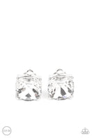 Paparazzi Bombshell Brilliance Earrings White (Clip Ons)