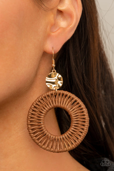 Paparazzi Total Basket Case Earrings Brown