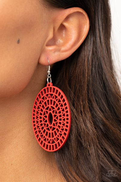 Paparazzi Tropical Retreat Earrings Red - Glitz By Lisa 