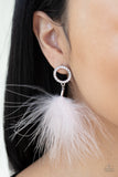 Paparazzi BOA Down Earrings White - Glitz By Lisa 