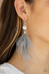 Paparazzi Feathered Flamboyance Earrings Silver - Glitz By Lisa 