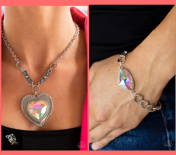 Paparazzi Heart Full of Fabulous Necklace Multi (Iridescent) & Galactic Grunge Bracelet Multi (Iridescent)