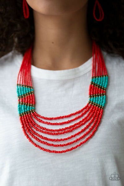 Paparazzi Kickin It Outback Necklace Red